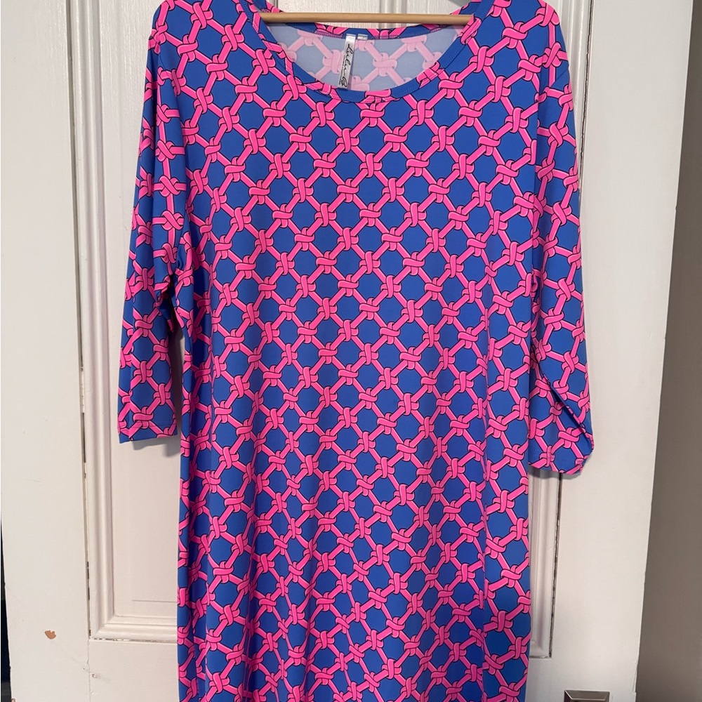 Lulu-B Pink and Blue Long Sleeve Dress